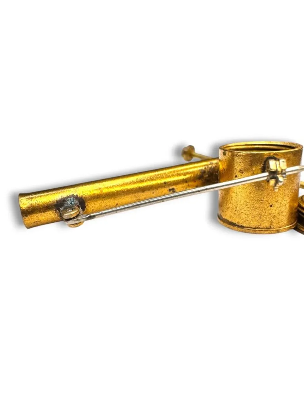 Vintage 1940s Brass Perfume Atomizer Brooch Mechanical Novelty